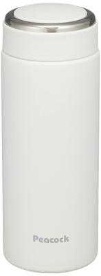 Peacock Water Bottle Mug Bottle Capacity Vacuum Insulated Double Wall Sports Drink Compatible Thermos Silky White W Cold/Hot 0.35L AKW-35