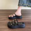 Internet Celebrity Rivet Cool Slippers Women Summer Wear Sexy Versatile Muffin Thick Bottom Word Beach Shoes Women Heightening Women's Shoes