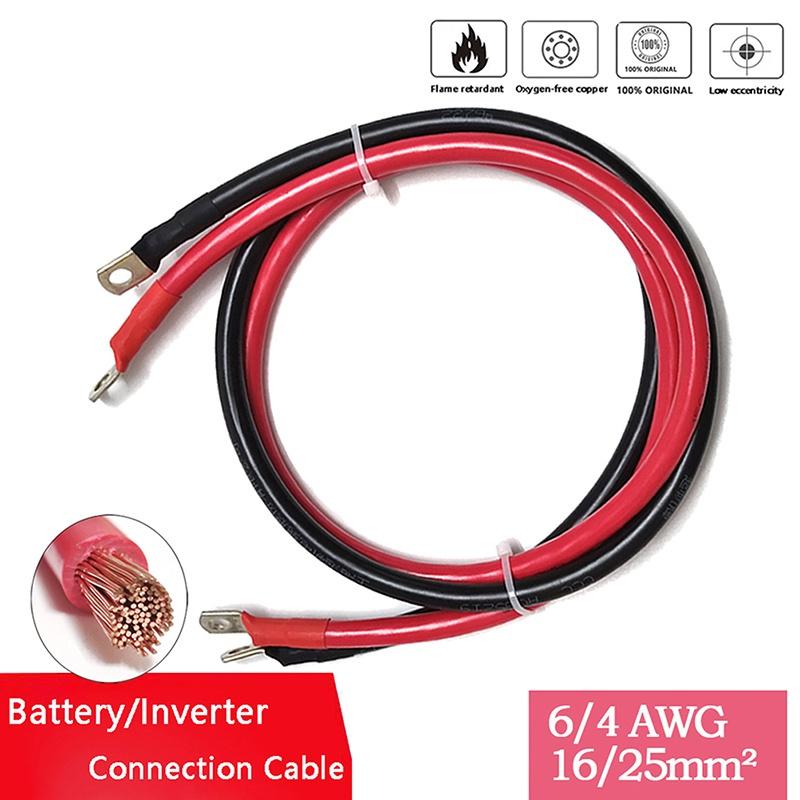 6/4 AWG 16/25mm 2 Cablu de conectare a bateriei Sârmă de cupru cu urechi pentru seria de baterii invertoare UPS Conectare paralelă