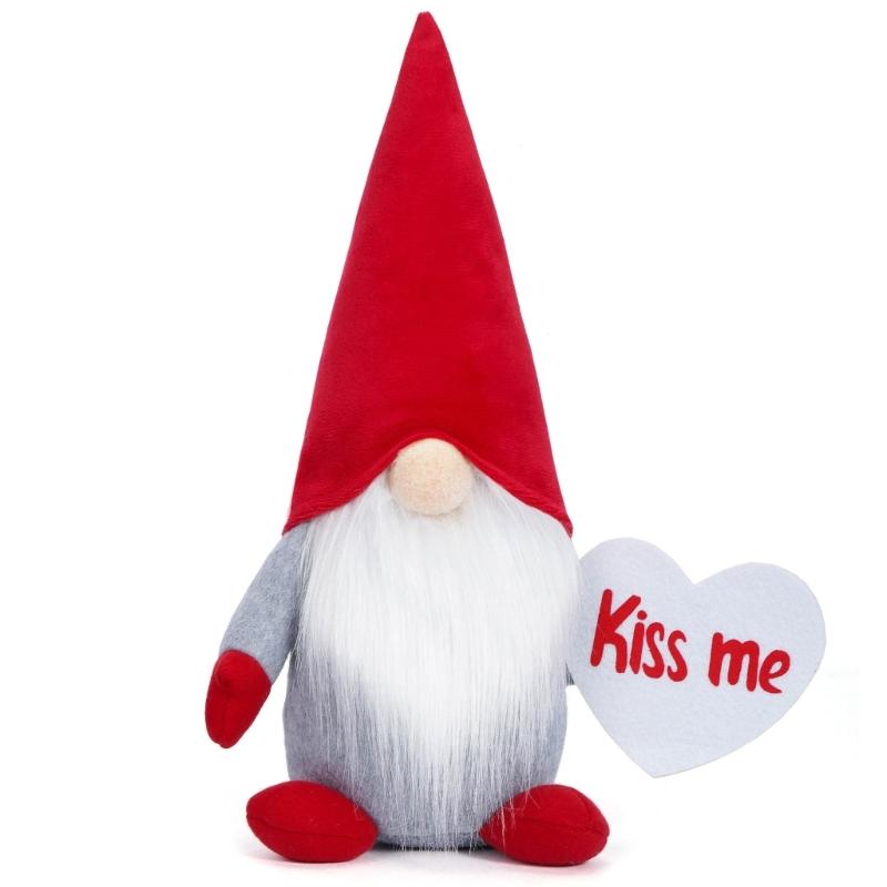 

Valentines Sweet Striped Hat Love Heart Gnomes Elf Plush Dolls Figurine Tabletop Decors Wedding Centerpieces Ornament 1