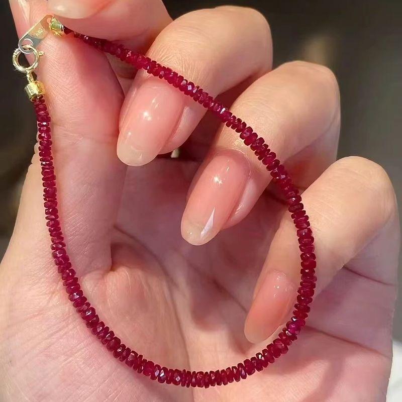 

Оригинальные товары Таиланд 9A Браслет с рубином цвета голубиной крови Женский браслет с драгоценными камнями золотистого цвета Украшение Красный браслет-ремень для переноски Подарок 3mm Thailand Pigeon Blood Red Necklace 38cm42cm