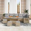 Ensemble de canapé de jardin 10 pièces avec coussins beige poly rotin acacia, Ensemble de salle à manger de jardin 4 pièces 3361772