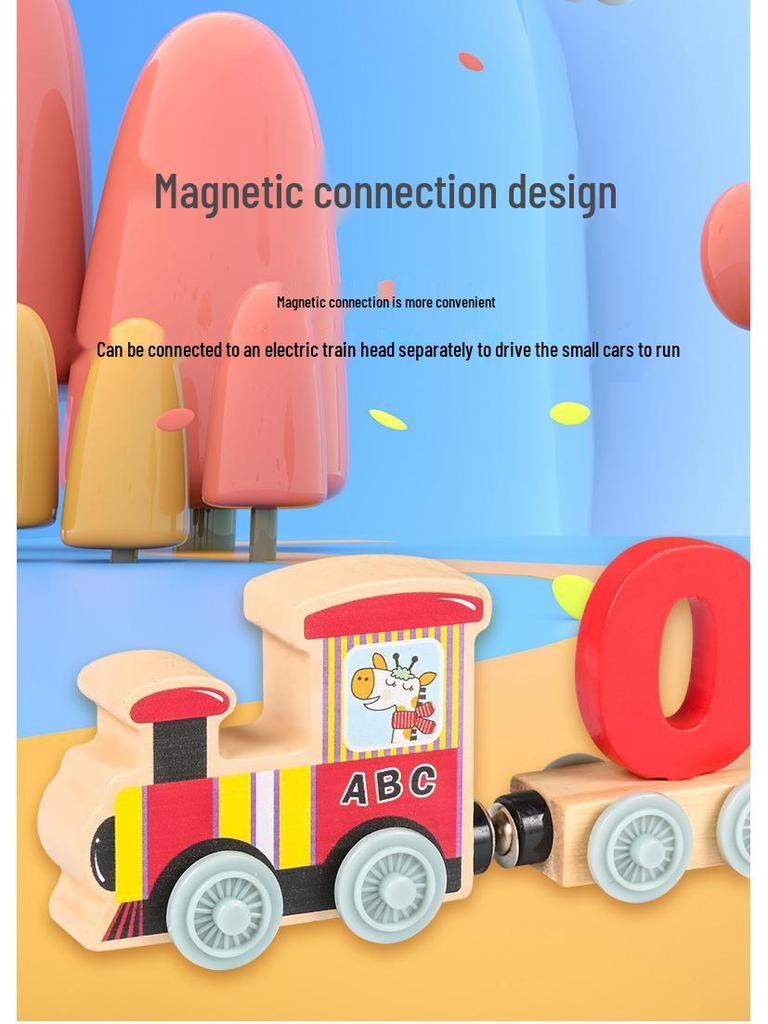 Magnetisches Zugpuzzle aus Holz: 26 Buchstaben & Zahlen Frühes Lernspielzeug