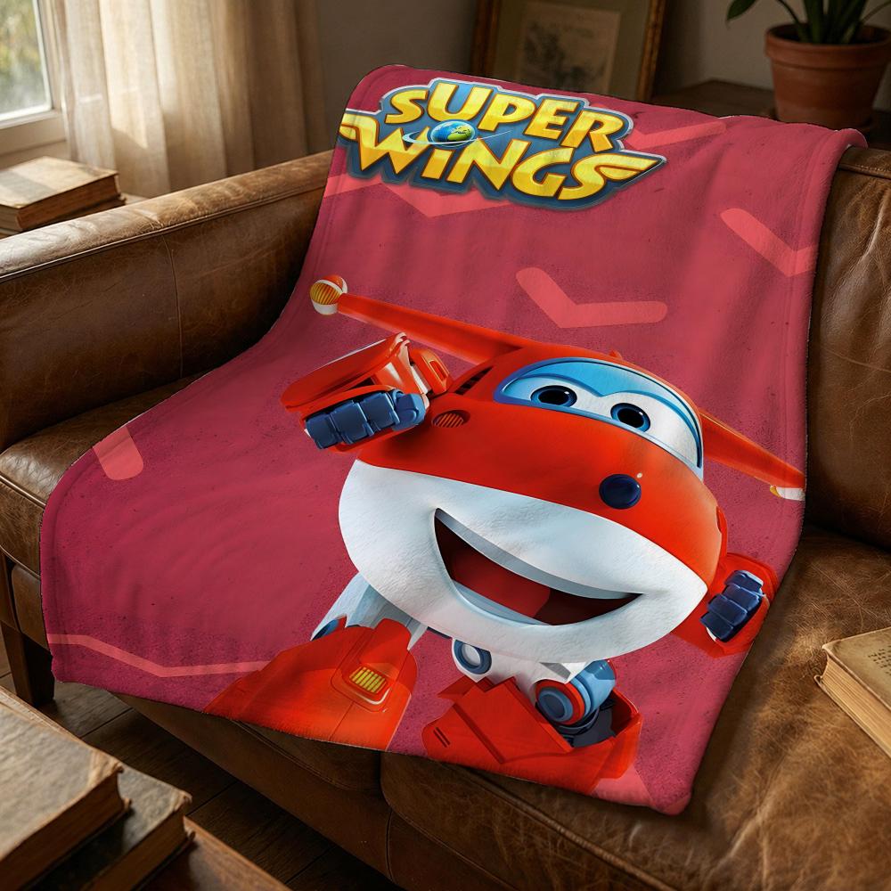 Cartoon S-Super W-Wings Throw Soft Flannel Blanket for Bed Bedroom Sofa Picnic Throw Skin-friendly Breathable Gift Cover