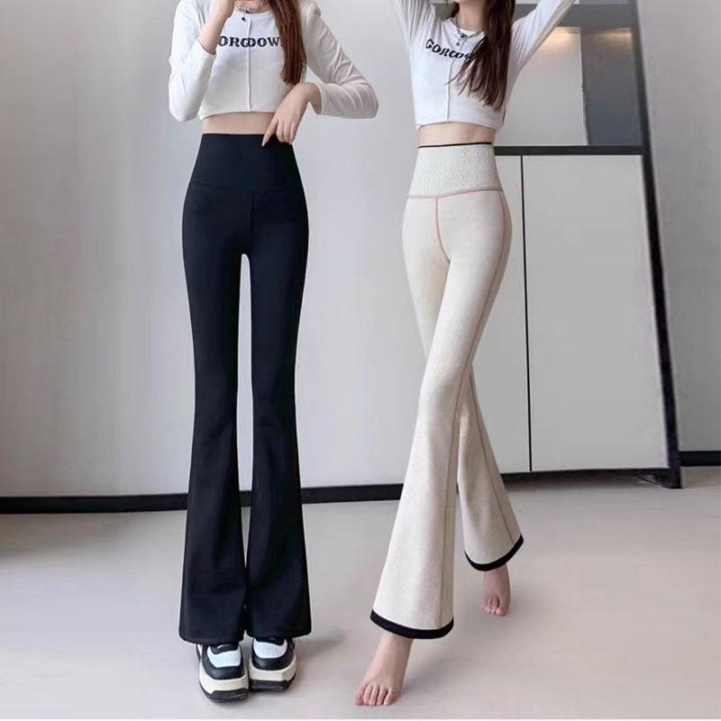 

Женские плюшевые расклешенные брюки Shark с высокой талией на осень/зиму 2024 года - Slim Yoga Outerwear XL for 125-140 jin