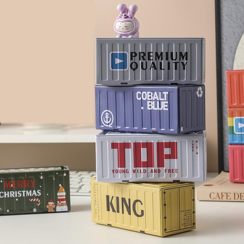Neuer Container Mini Eisenbox Kleine Container Modell Aufbewahrungsbox Kreatives Desktop Ornament Aufbewahrungsregal Multifunktionale Metallbox