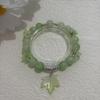 Crystal Beaded Bracelet Cute Leaf Pendant Lucky Blessing Hand Chain Fashion Accessory for Girls Daily Outfit