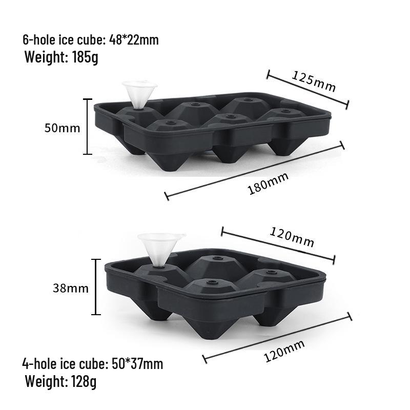 Diamond-Shaped Ice Cube Tray - 6 Grids Silicone Mold for Ice Balls, Chocolate, and Cake