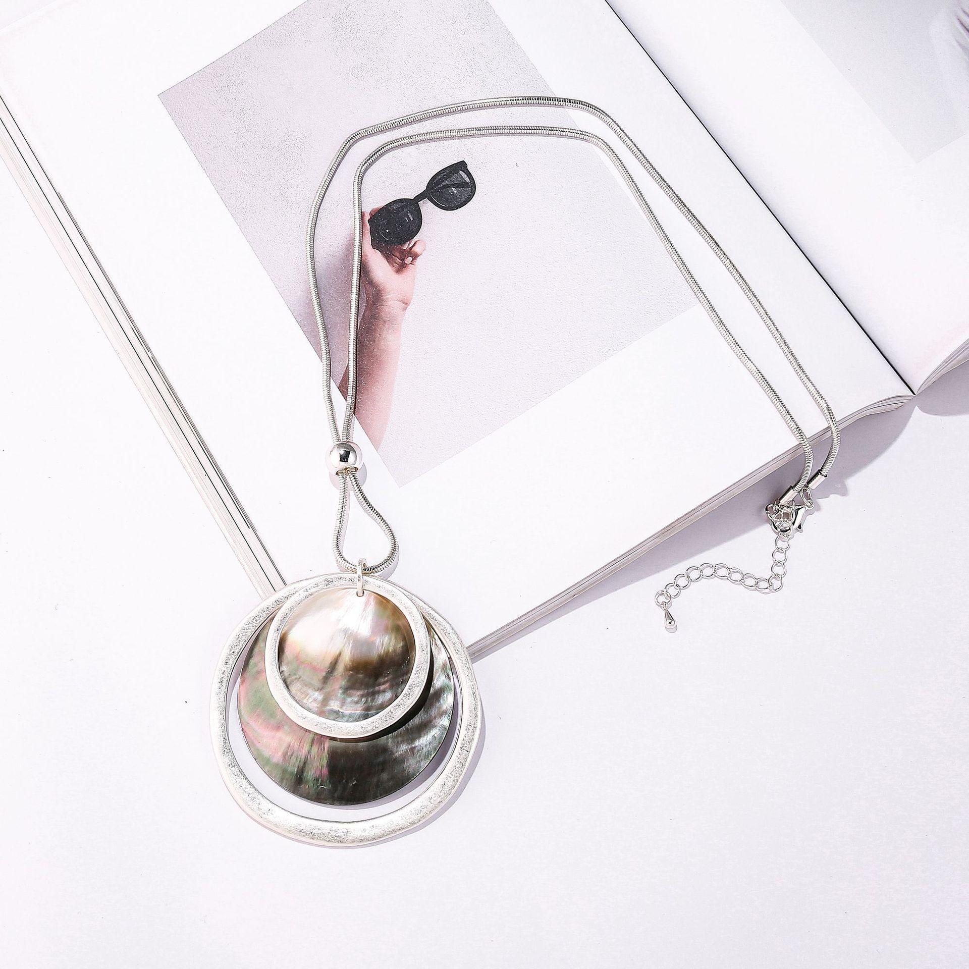 Necklace Popular Geometric Natural Shell Pendant Long Women Sweater Chain