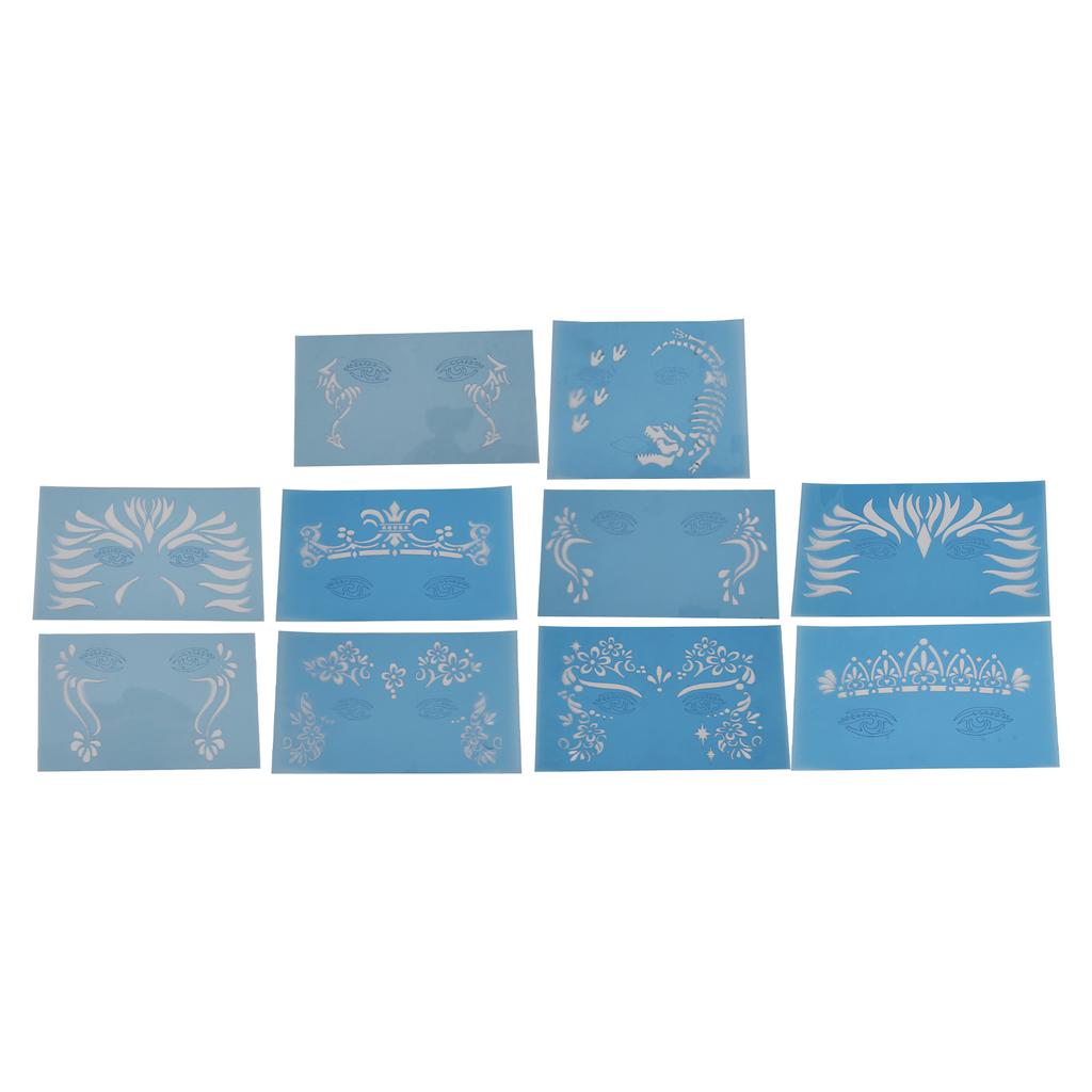 10 Sheet Face Paint Stencil PET Holiday Halloween Makeup Face Paint Template for Stage Performance