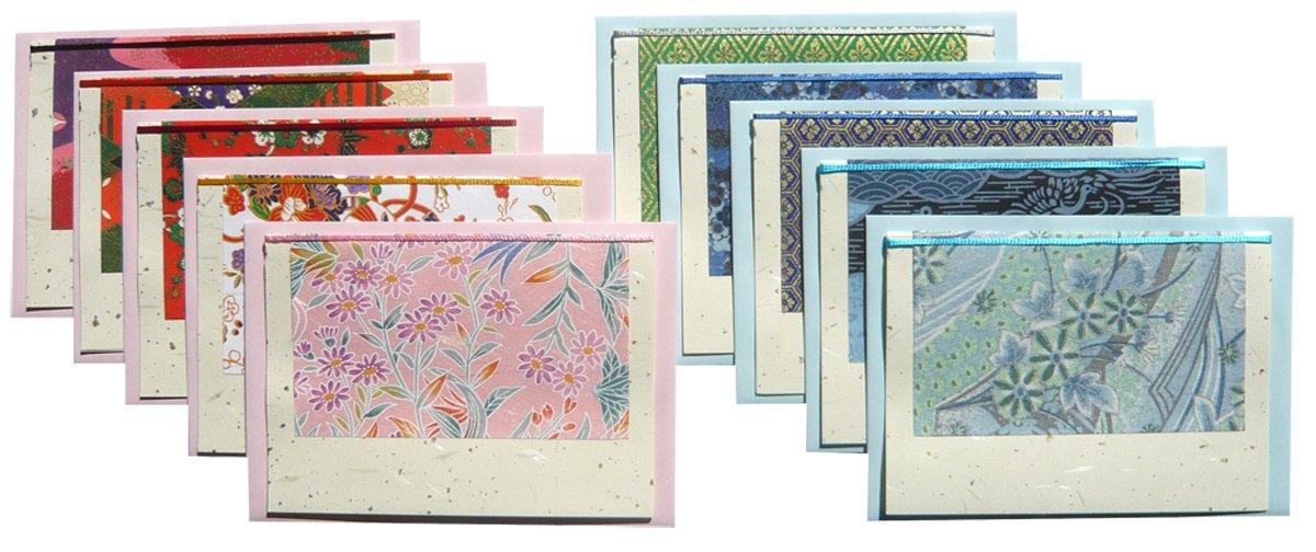

Kawasumi Washi Yuzen Washi Поздравительные Открытки Различных Теплых и Холодных Цветов, Узоры, Набор 10 шт.,
