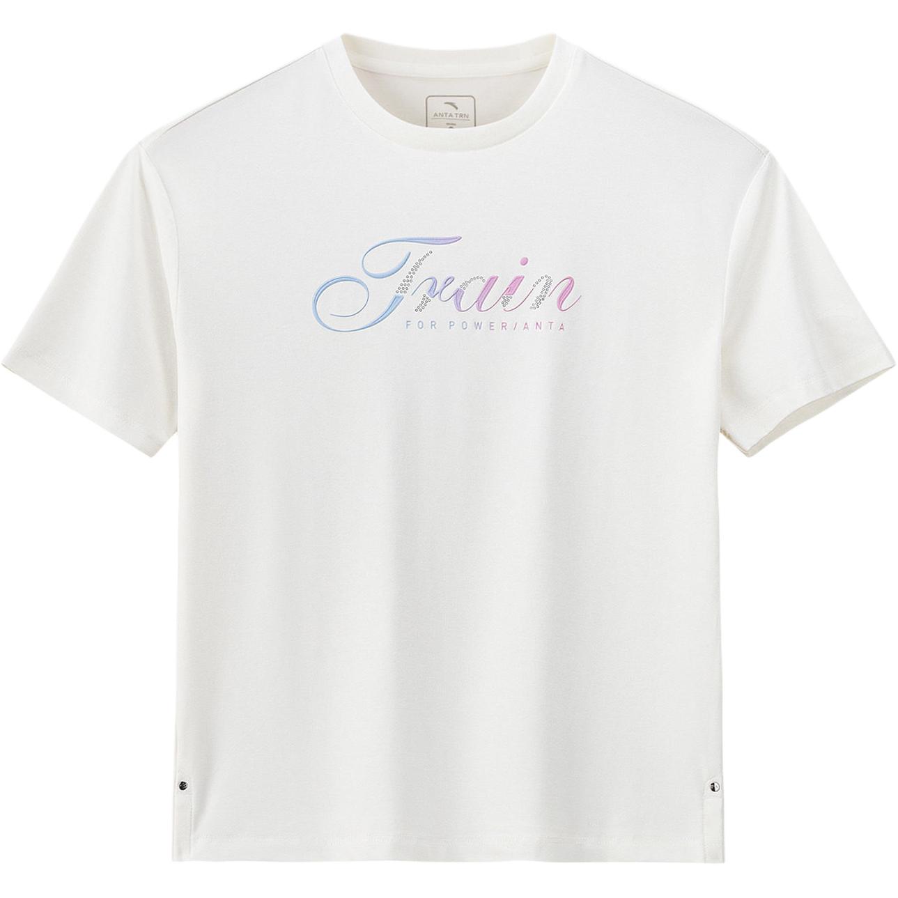 Anta Training Series Letter Minimalist Versatile Soft Short Sleeve T-Shirt Women Tops 162627123-1 M