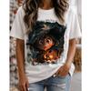 Fashion Women Retro Creative Pumpkin Wizard Print T Shirt Funny Casual O-neck Short Sleeves T-shirt Summer Female Tee Shirt Halloween Limited Edition