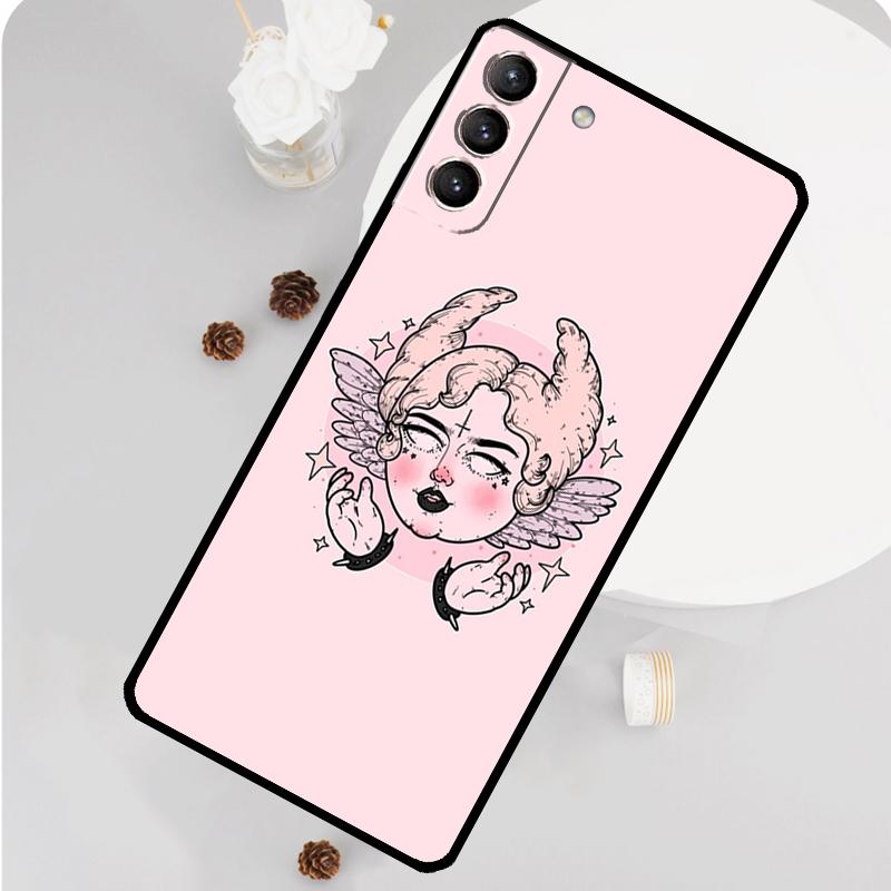 Girly Pastel Witch Goth Pattern Phone Case For Samsung Galaxy S25 S26 Ultra S20 S21 S22 S23 S24 S10 Plus S25 FE Funda Cover