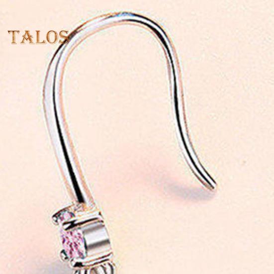 1 Pair Korean Style Hook Earrings Dolphin Design Shiny Rhinestones Drop Earrings Women Mid-length Earrings