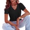 Vibrant Solid Color V-Neck Plus Size Casual Women's T-Shirt, Short Sleeve, 2025 Collection.