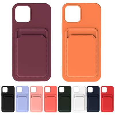 Phone Case Anti-fingerprint Surface Smooth Case TPU Phone Back Holder with Card iPhone for 13/13 Mini/13