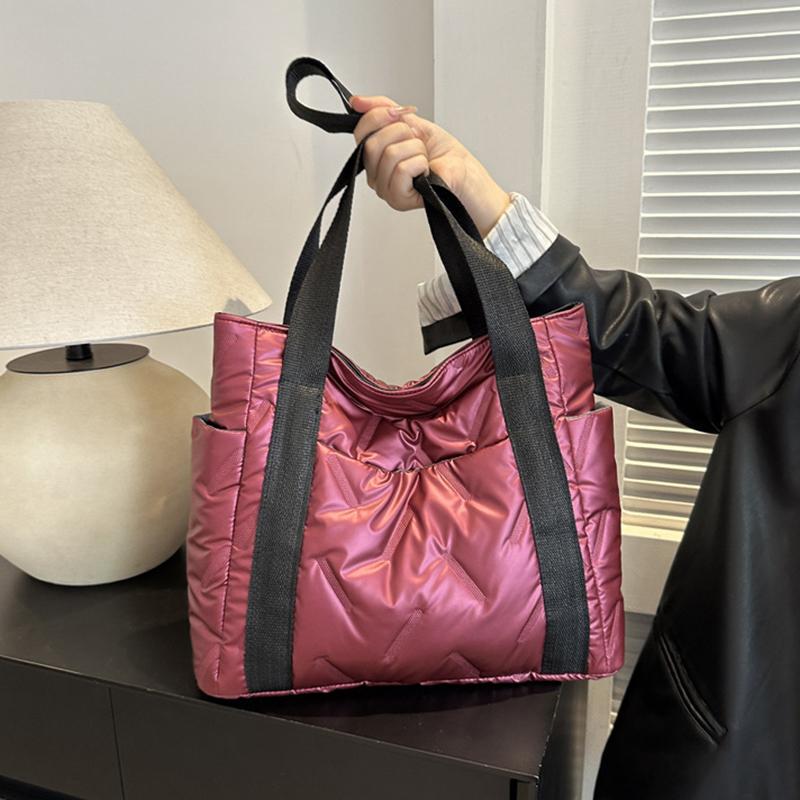 Yogodlns Casual Tote Bag for Women Space Cotton Shoulder Bag Large Capacity Ladies Puffy Handbags Quilted Work Commute Shopping Bag