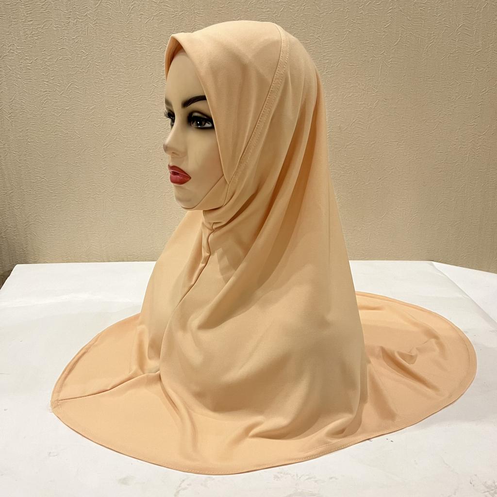 H302 Teenage girls Plain muslim hijab with chin part top quality amira pull on islamic scarf hot sell headscarf ramadan pray hat