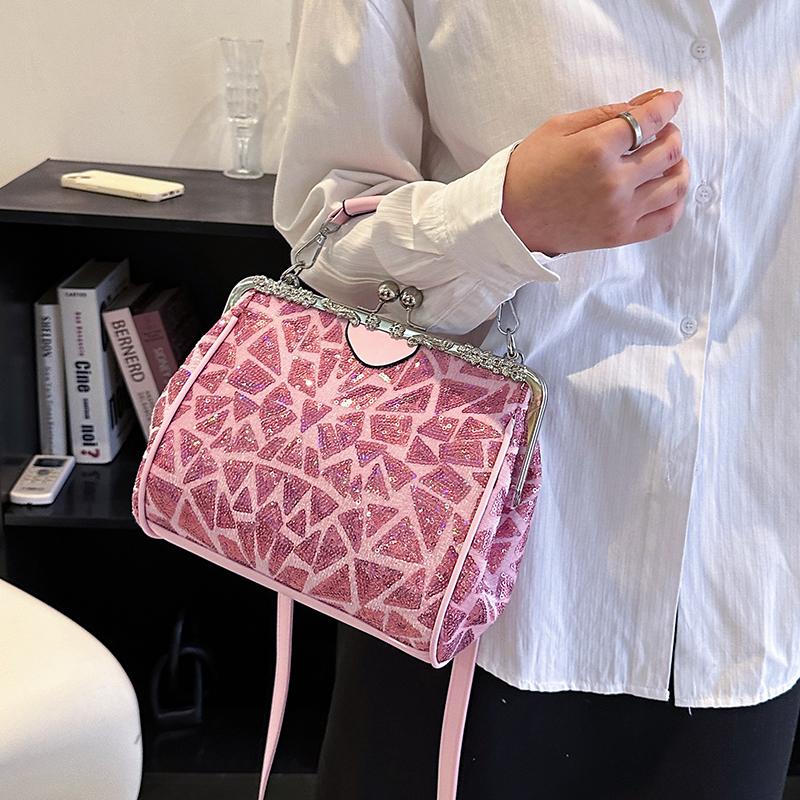 Romantic Wedding Clutch Bag Sparkling Ladies Evening Bag Large Capacity Sequin Design Crossbody Bag Clip-Tatchel Tote Hand Bag