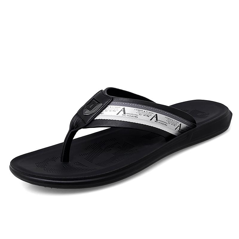 Classic Brand Men's Flat Shoes Outdoor Camping Shoes Anti Slip Flip Flops Versatile Men's Home Slippers Black Free Delivery
