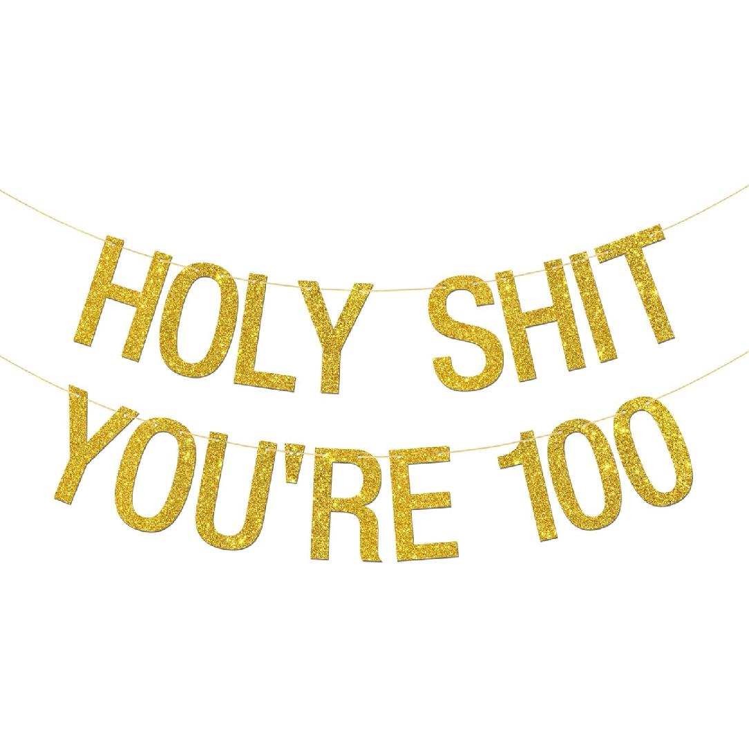 Holy Shit You re 29 Banner, Gold Glitter, Happy 29th Birthday Bunting Banner, Women Men Birthday, Funny 29th Birthday Party Decoration Supplies Gold 100