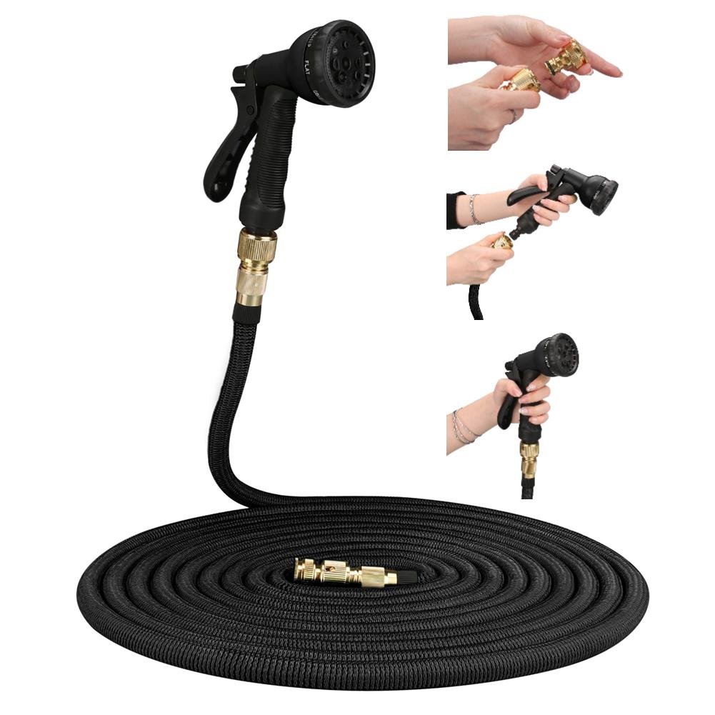 50/75/100Ft Expandable Garden Hose with 8 Functions Spray Nozzle Water Hose Expanding Water Pipe for Garden Irrigation Car Wash