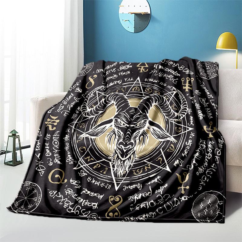 Gothic Satan Devil Mystery Printed Blanket Halloween Flannel Blanket All Seasons Universal Office Sofa Blanket