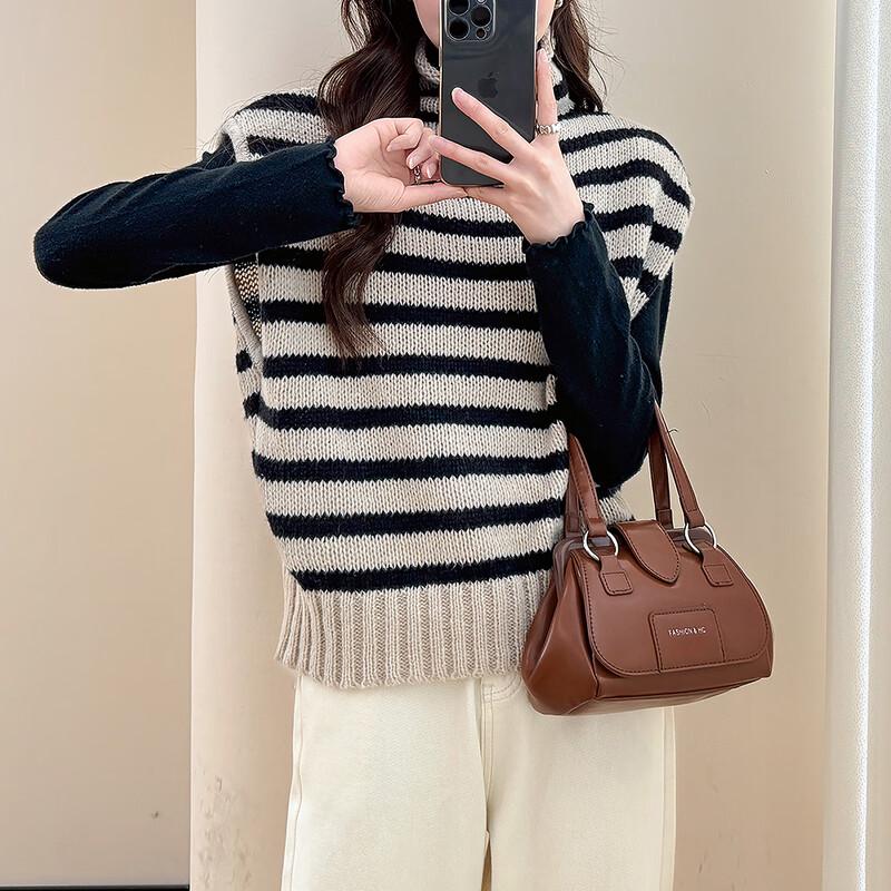 

TonLion Women s Striped High-Neck Pullover Vest L