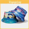 Dolphin Graffiti Summer Wide Brim Cotton Sun Hat With Breathable Mesh For Beach And Outings