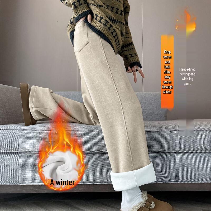 

Women s Wool Blend Fleece-Lined Wide-Leg Pants L