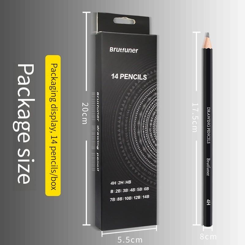 14Pcs Professional Sketch Pencil Kit HB 2H 4H B 2B 3B 4B 5B 6B 7B 8B 10B 12B 14B Graphite Art Hand-Painted Pen School Stationery