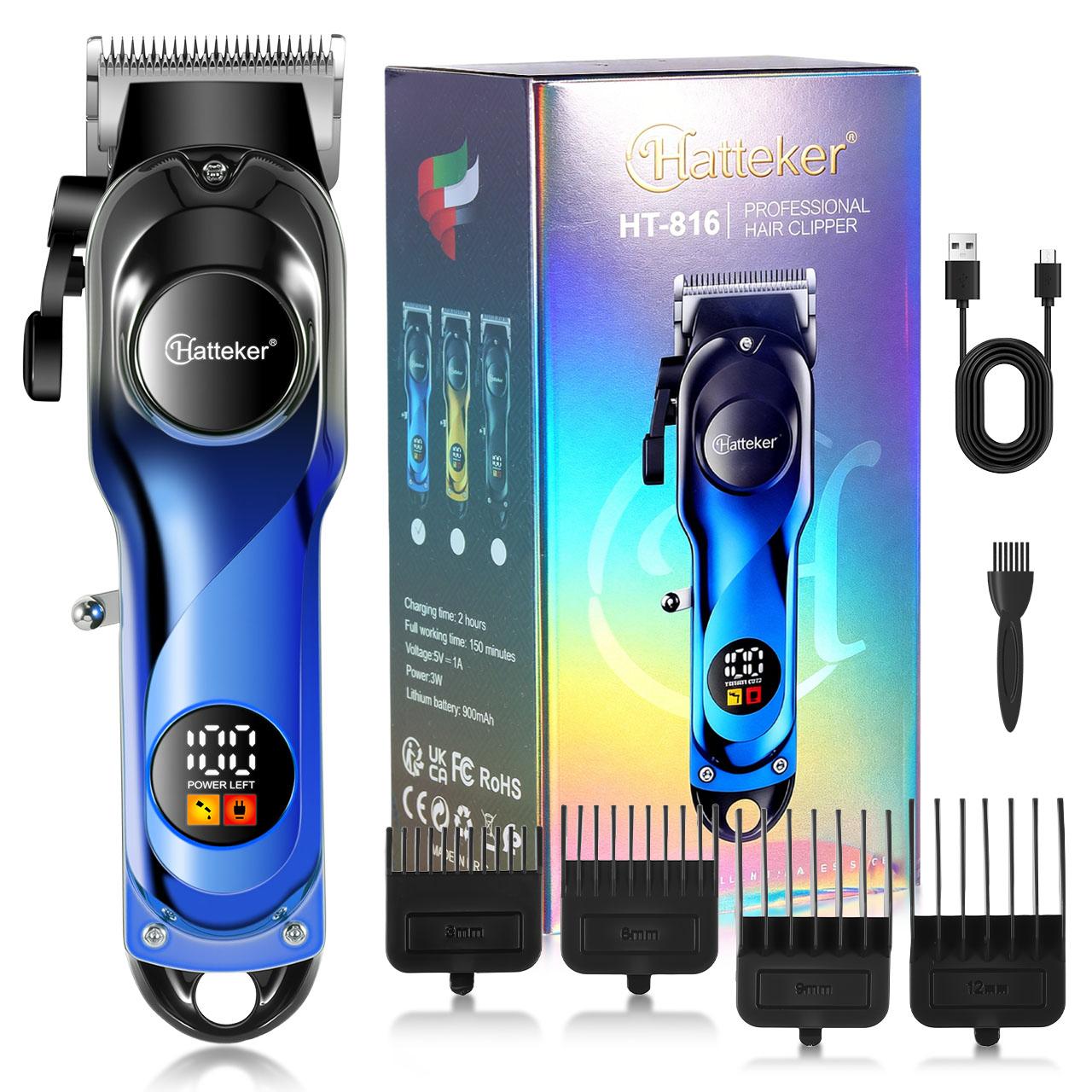 

Hatteker Barber Clippers - 5100RPM Powerful Motor Hair Trimmer with Adjustable Blade & USB Charging синій