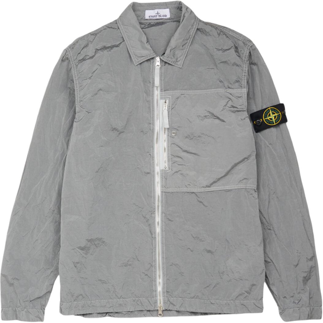 

STONE ISLAND Ss25 Куртка из нейлона Metal с нашивкой с логотипом на молнии с длинным рукавом Мужские куртки Серебристо-серый K1S1512000-05S0019-V0061 S