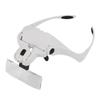 Hands Free Eyeglasses Bracket Magnifier with 5 Pcs Lenses Headband 2 LED Head Lights
