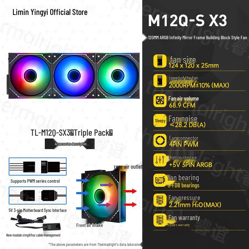 Thermalright TL-M12Q-S X3 Black ARGB 12CM Cooling Fan