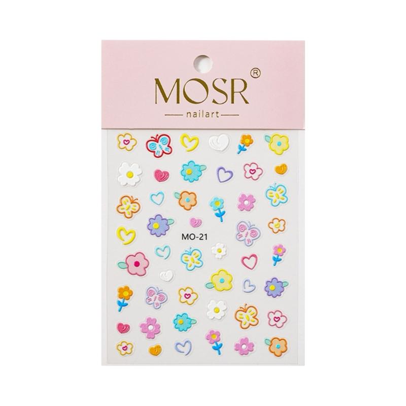 10Sheets Cute Flower Nails Art Decals for Women Girl Nails Tips Self Adhesive Nail Sticers Decals Decorations Manicuring