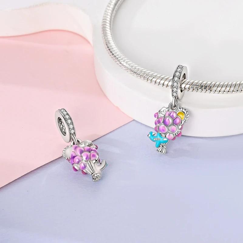 Genuine Charm Copper Purple Balloon Cloud Pendants Bead Fits Charm Plata Bracelet For Women Women Jewellery Crafting DoItYourself