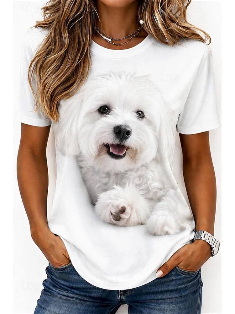 New Women's Streetwear Short-Sleeve T-Shirt Minimalist-Style Graffiti Pig Print Top Stylish and Comfortable Short-Sleeve Shirt