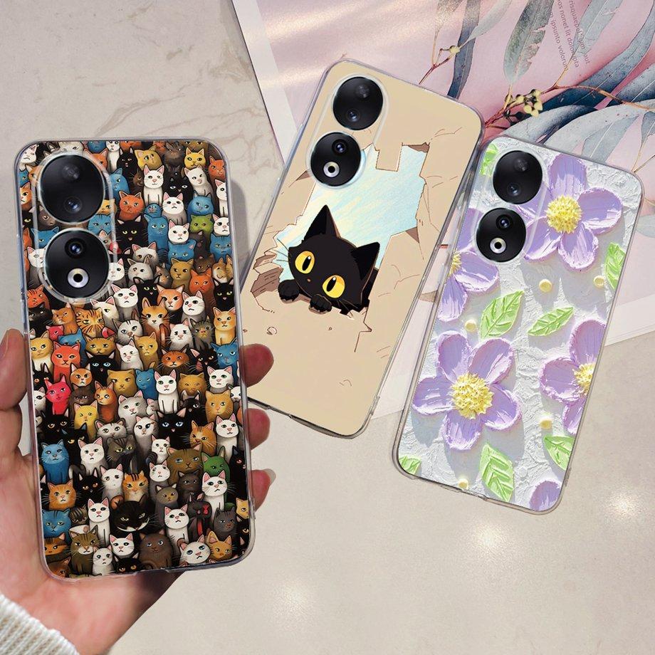 Para Honor 90 / Honor 90 Lite 90 Pro 90 Smart Case Funda de Silicona Suave Elegante de Lujo Hermosa Flor de Cerezo Fundas Tapa Transparente