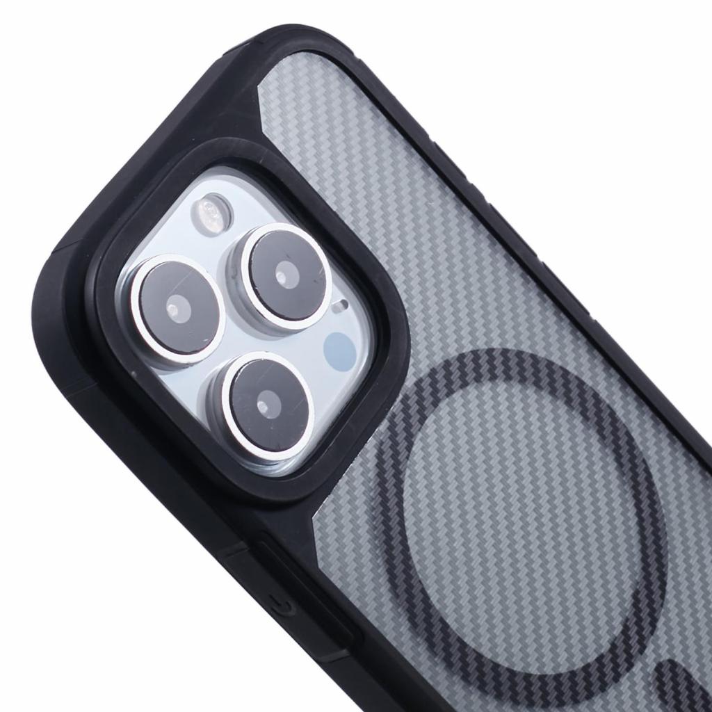 Für iPhone 16 Pro Handyhülle Kompatibel mit MagSafe Kohlefasertextur TPU+PC Handyhülle