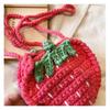 Cute Handmade Strawberry Crossbody Bag Two-Tone Woven Design Crochet Woven Bag Mini Size Crochet Yarn Women's Bag for Women