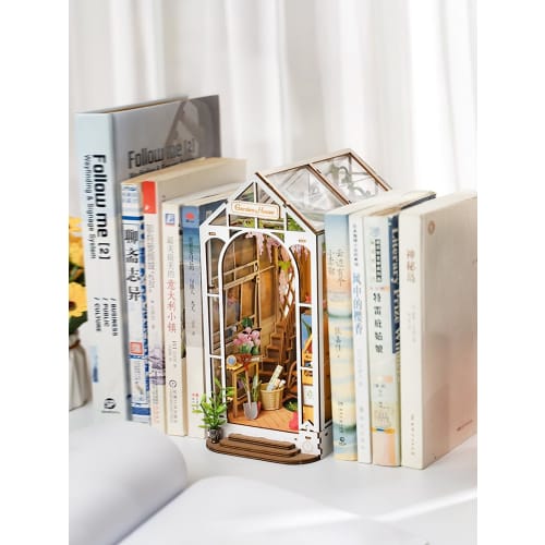 Rolife 3D Puzzle DIY Kit, Bookends, Miniature Dollhouse with LED Lights, Wooden Assembly Kit, Woodcraft with Illustrated Instructions, Florist, Adult,