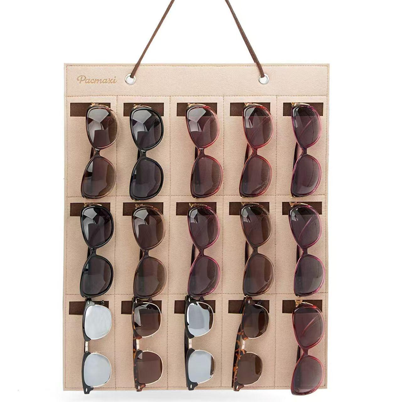 Felt Sunglasses Organizer: Behind-Door Multi-Pocket Hanging Bag for Dorms