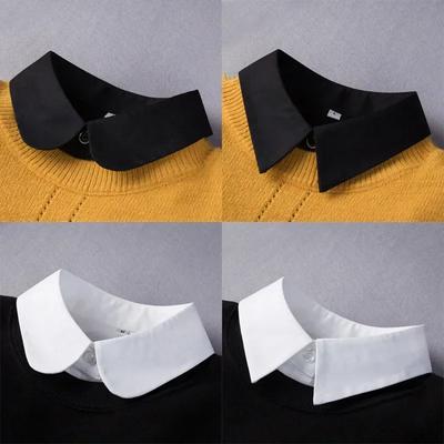 Black White Fake Collar for Women Shirt Sweater Detachable Collar False Collar Lapel Blouse Tops Faux Col Neckwear Nep Kraagje