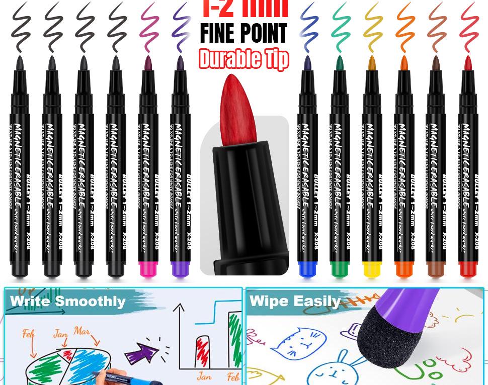 Eco-Friendly Water-Based Whiteboard Markers for Kids – Easy Erase, Bold Colors, Large Tip