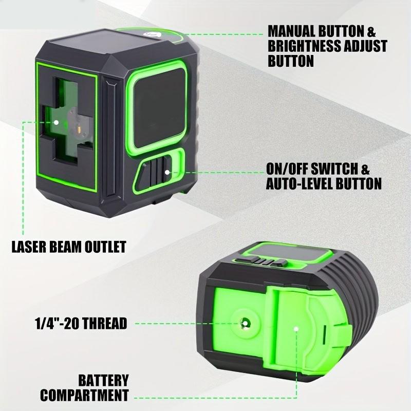 Mini Laser Level: 2-Line Green Light, Strong & Thin, Auto-Winding