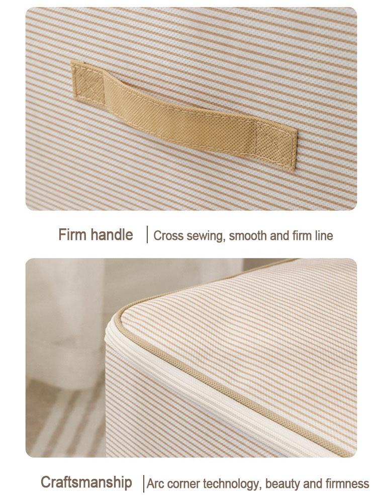Non Woven Fabric Lid Zipper Striped Clothes Storage Box Multifunction Household Finishing Artifact Toy Storage Box Basket