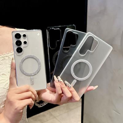 Ice Fog Transparent Flash Powder Magnetic Absorption Suitable for Samsung S25ULTRA S24PLUS Ultra Thin  Non Yellow Mobile Phone Case Sheath
