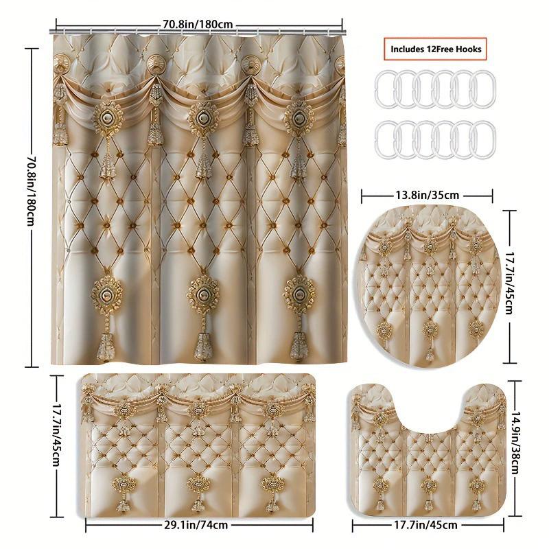 Ensemble de salle de bain récif corallien sous-marin enchanteur - Rideau de douche imperméable, Housse de couvercle de toilette, Tapis de bain et Tapis contour